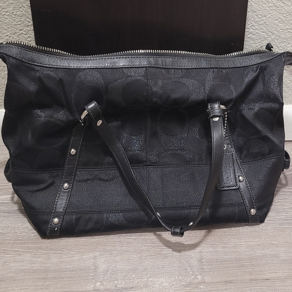 Coach Optic Lurex Signature Black Studded Satchel - Picture 2 of 11